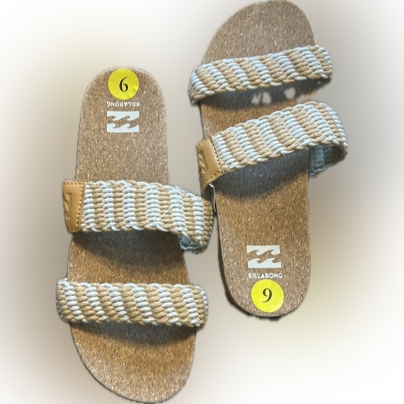 Billabong Shoes - Billabong Women Slides Sandals 9 Beige Cork Soles Braided Rope Upper Com…